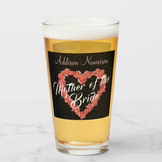 Bruidsfeestgeschenk met bloemmotief en hartvormige glas (Achterkant gevuld)