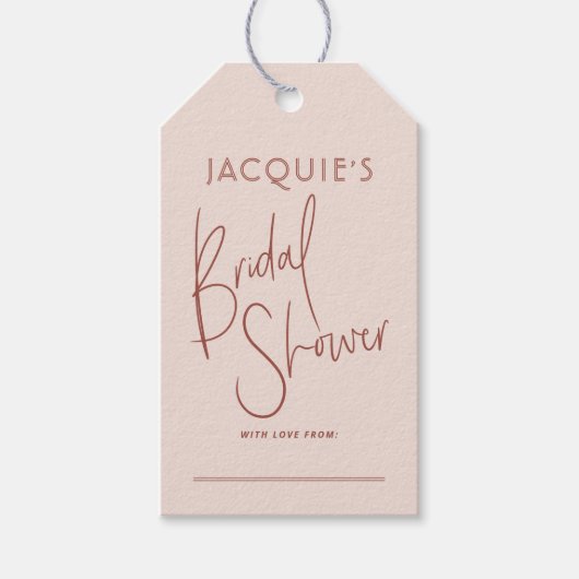 Bruidsfeestgiftlabel in de kleuren Blush & Rust Re Cadeaulabel (Voorkant)
