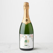 Bruidsfeestgiftlabels met Bloemen & Prosecco Sparkling Wijnetiket (Voorkant)