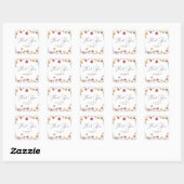 Bruidsfeesticker met wilde bloemen vierkant vierkante sticker (Vel)