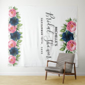 Bruidsfeestje blauw roze stoffige bloemen wit wandkleed (In Situ (horizontaal))