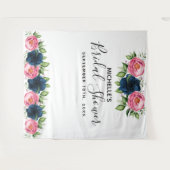 Bruidsfeestje blauw roze stoffige bloemen wit wandkleed (Voorkant (horizontaal))