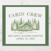 Bruidsfeestje Cabin Crew Green Camp Sparkling Wijnetiket (Enkel label)