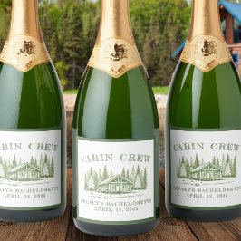 Bruidsfeestje Cabin Crew Green Camp Sparkling Wijnetiket