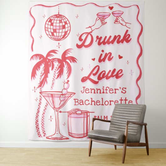 Bruidsfeestje Drunk in Love Wandkleed (In situ)