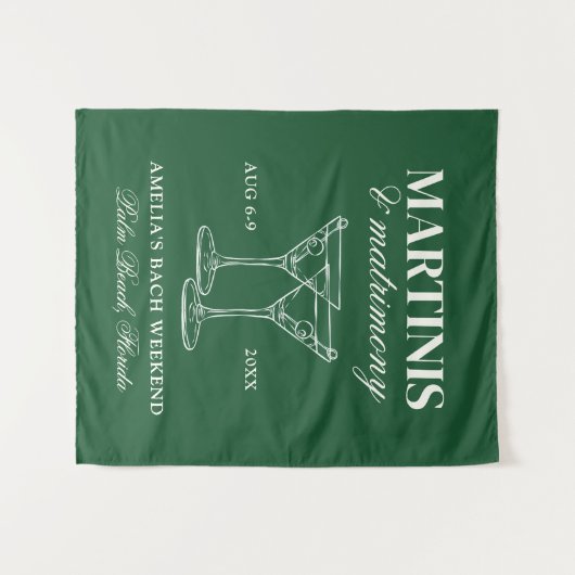 Bruidsfeestje: Martinis & Huwelijk Wandkleed (Voorkant (horizontaal))