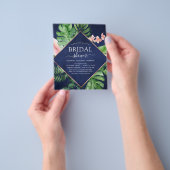 Bruidsfeestje met tropische palmen in navyblauw op flyer (Hand)