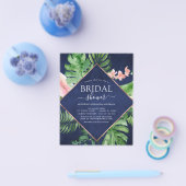 Bruidsfeestje met tropische palmen in navyblauw op flyer (Enkel)