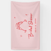 Bruidsfeestje modern natuurlijk elegant handgeschr spandoek (Verticaal)