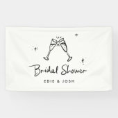 Bruidsfeestje modern natuurlijk elegant handgeschr spandoek (Horizontaal)