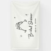 Bruidsfeestje modern natuurlijk elegant handgeschr spandoek (Verticaal)