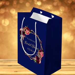 Bruidsfeestje navyblauw bloemen burgundy medium cadeauzakje