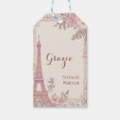 Bruidsfeestje Paris Eiffeltoren Pastel Roze Flora Cadeaulabel (Voorkant)