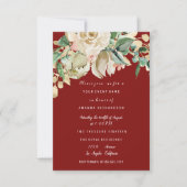 Bruidsfeestje Roos Geschilderde Bloem Burgundy Kaart (Voorkant)