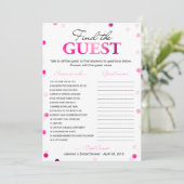 Bruidsfeestje Vind de Gast | Magenta Confetti Kaart (Staand voorkant)
