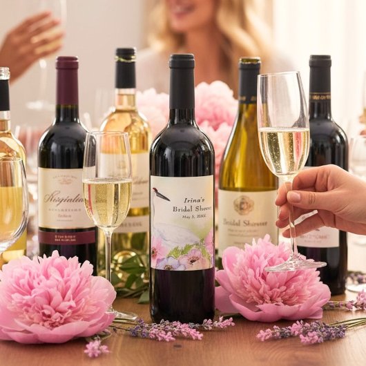 Bruidsfeestje Whooping Crane Anemoon Wijn Etiket