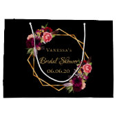 Bruidsfeestje zwart bloemmotief bordeauxrood groot cadeauzakje (Achterkant)