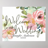 Bruidsfeestposter met eierdop- en blosbloemmotief poster (Voorkant)