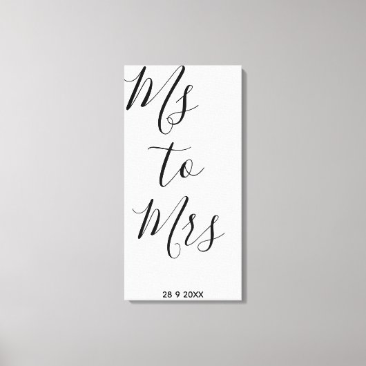 Bruidsfeestposter van juffrouw naar mevrouw canvas afdruk (Voorkant)
