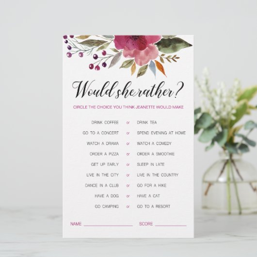 Bruidsfeestspel: 'Flowers Would She Rather' (Staand voorkant)