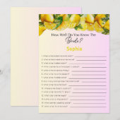 Bruidsfeestspel Hoe goed ken je de bruid Kaart (Voorkant / Achterkant)