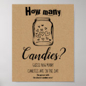 Bruidsfeestspel Hoeveel snoepjes bord Poster (Voorkant)