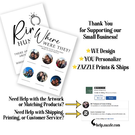 Bruidsfeestspel | Ring zoeken | Fotospel Kaart