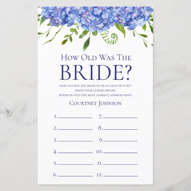 Bruidsfeestspellen met Blauwe Hortensia's (Voorkant)
