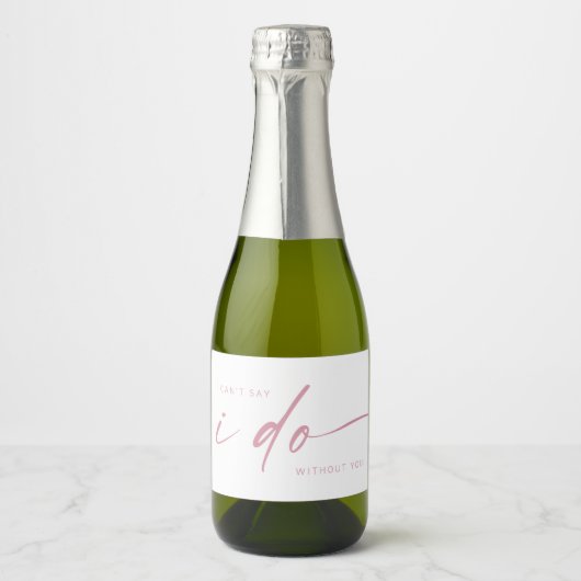 bruidsfeestvoorstel | Blush Pink + White Mini Sparkling Wijnetiket (Voorkant)