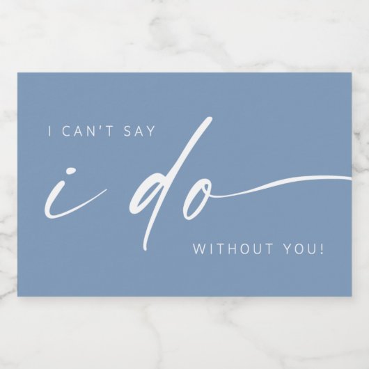 bruidsfeestvoorstel | Dusty Blue Mini Sparkling Wijnetiket (Enkel label)