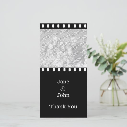 Bruidsfilm Trouw Thema Foto Dank U Bedankkaart (Staand voorkant)