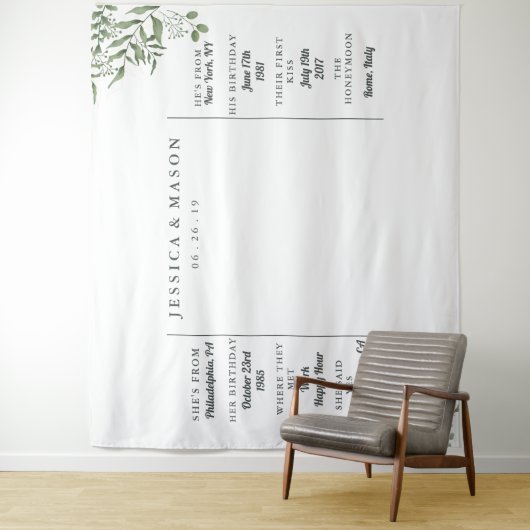 Bruidsfotocabine-achtergrond met sappige eucalyptu wandkleed (In situ)