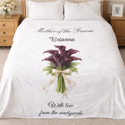 Bruidsgeschenk met Calla lelie voor de Moeder van Fleece Deken