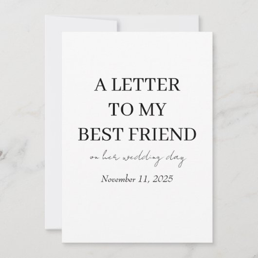 Bruidsgeschenken | Persoonlijke "Aan mijn beste vr Bedankkaart (Voorkant)