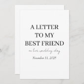 Bruidsgeschenken | Persoonlijke "Aan mijn beste vr Bedankkaart (Voorkant / Achterkant)