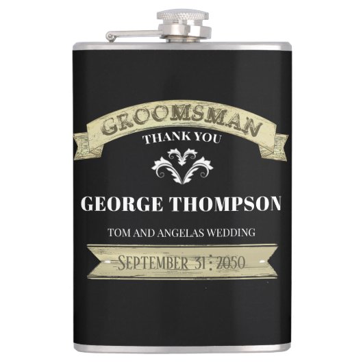 Bruidsgetuige Vintage Klassiek Eenvoudig Heupfles (Voorkant)