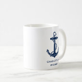 Bruidsgunsten met scheepsanker voor strandhuwelijk koffiemok (Voorkant rechts)