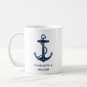 Bruidsgunsten met scheepsanker voor strandhuwelijk koffiemok