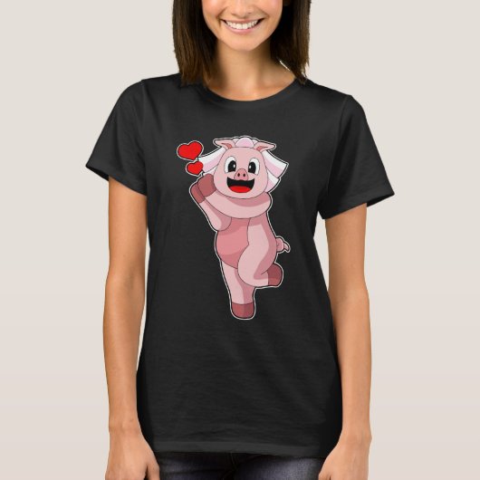 Bruidshart Bruiloft Varken T-shirt (Voorkant)