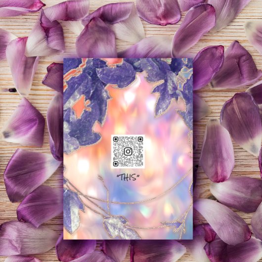 BRUIDSHOLOGRAAF MODERNE BLADKRANS QR LOGO KAART