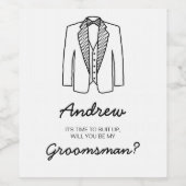 bruidsjonker beste man pak omhoog bruiloft vragen wijn etiket (Enkel label)