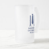 Bruidsjonker blauwe das matglas bierpul (Voorkant rechts)