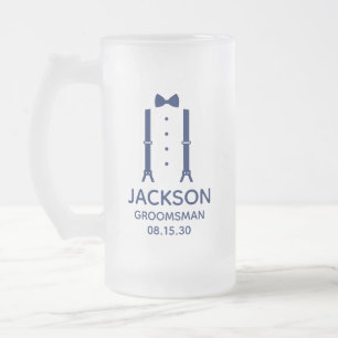 Bruidsjonker blauwe das matglas bierpul