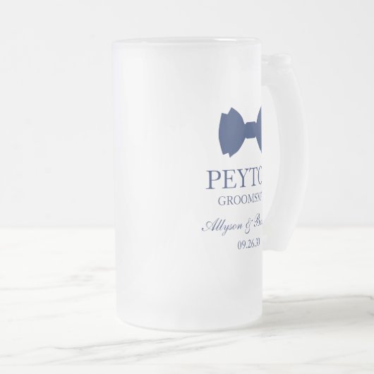 Bruidsjonker Blauwe Strik Matglas Bierpul (Voorkant rechts)