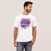 Bruidsjonker bos paarse hart blad boom bruiloft t-shirt (Voorkant volledig)