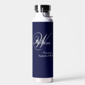 Bruidsjonker Cadeau Elegant Grijs Monogram Wit & M Waterfles (Links)
