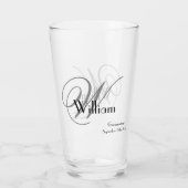 Bruidsjonker Cadeau Elegant Monogram Naam Datum Bi Glas (Achterkant)