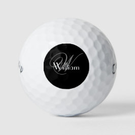 Bruidsjonker Cadeau Klassiek Zwart Wit Grijs Monog Golfballen