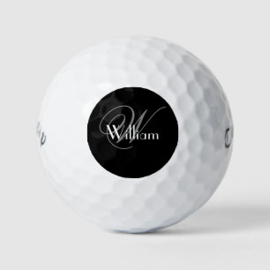 Bruidsjonker Cadeau Klassiek Zwart Wit Grijs Monog Golfballen