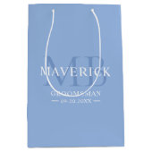 Bruidsjonker Cadeau Mannelijk Monogram Initiaal Bl Medium Cadeauzakje (Voorkant)